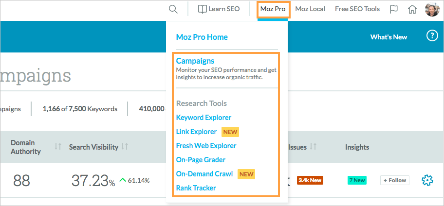 Moz pro keyword tools